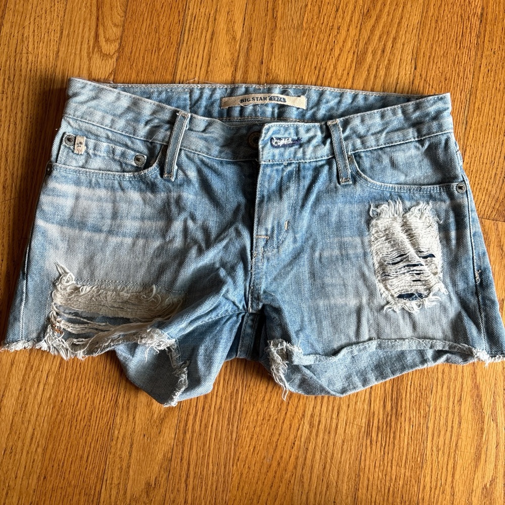 Big Star Light Blue Ripped Jean Shorts